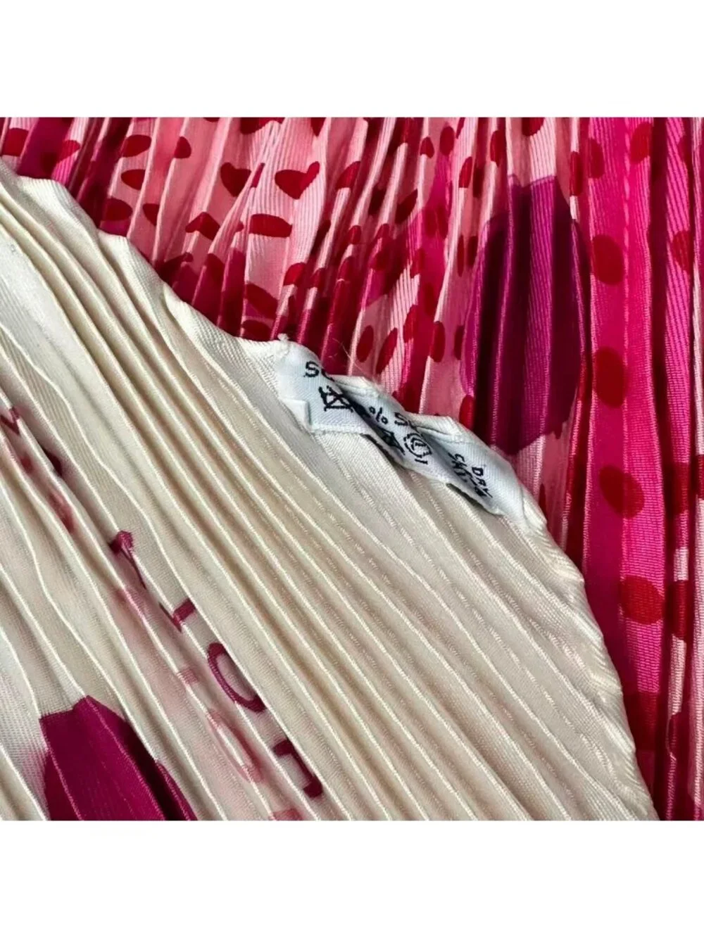 Hermes Pleats Scarf Silk Hola Flamenca! Pink